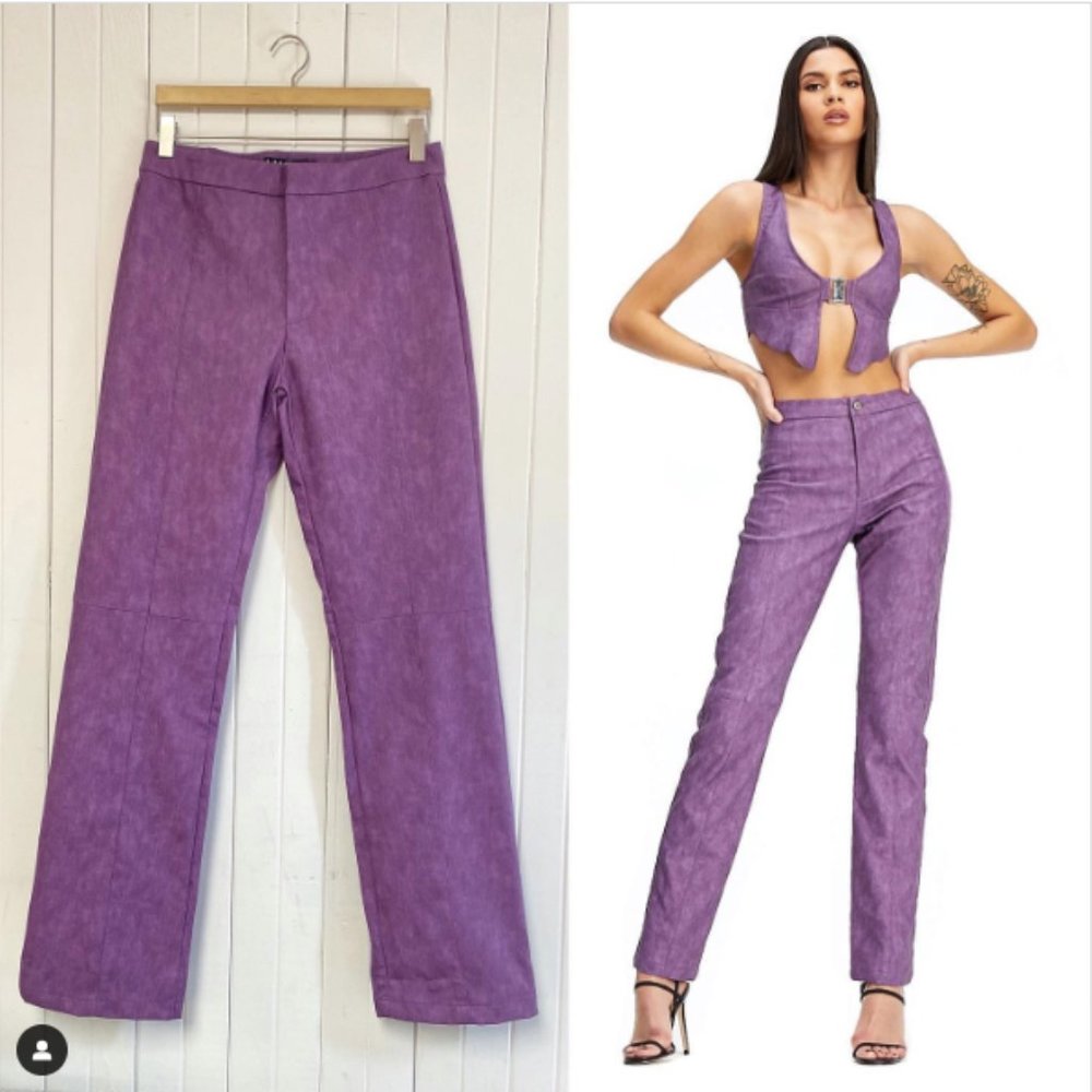 I.AM.GIA | Purple faux leather straight leg pants size small